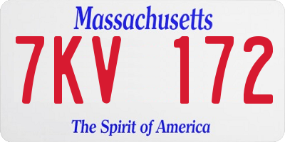 MA license plate 7KV172