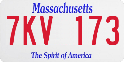 MA license plate 7KV173