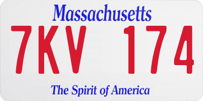 MA license plate 7KV174