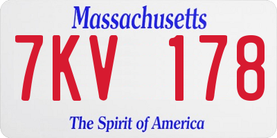MA license plate 7KV178