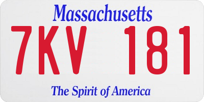 MA license plate 7KV181