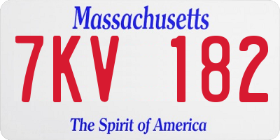 MA license plate 7KV182