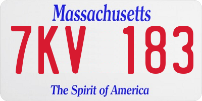 MA license plate 7KV183