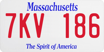 MA license plate 7KV186