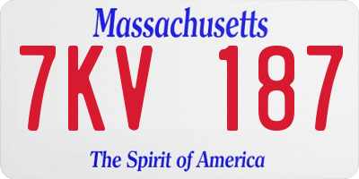 MA license plate 7KV187