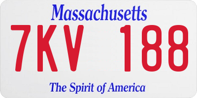 MA license plate 7KV188