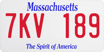 MA license plate 7KV189