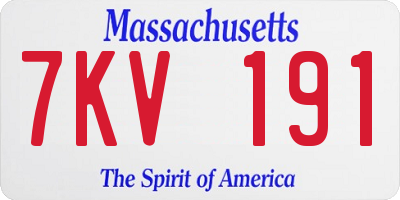 MA license plate 7KV191