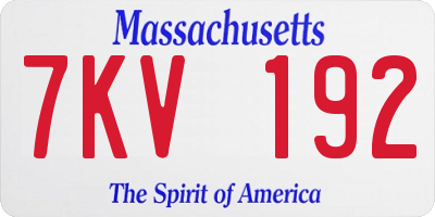 MA license plate 7KV192