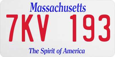 MA license plate 7KV193