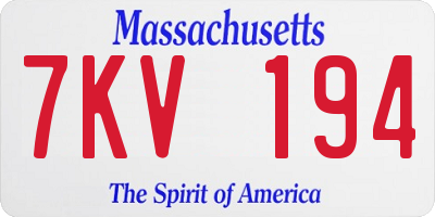 MA license plate 7KV194