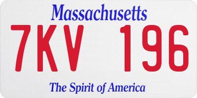 MA license plate 7KV196