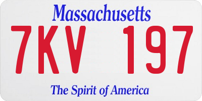 MA license plate 7KV197