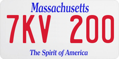 MA license plate 7KV200