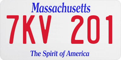MA license plate 7KV201