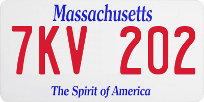 MA license plate 7KV202
