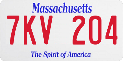 MA license plate 7KV204