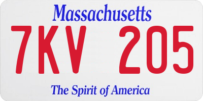 MA license plate 7KV205