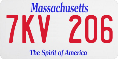 MA license plate 7KV206