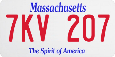 MA license plate 7KV207