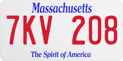 MA license plate 7KV208