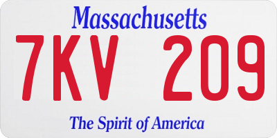 MA license plate 7KV209