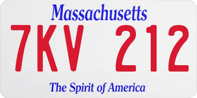MA license plate 7KV212