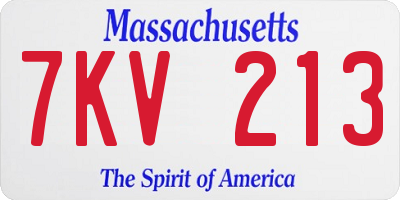 MA license plate 7KV213