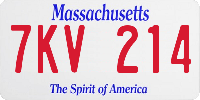 MA license plate 7KV214