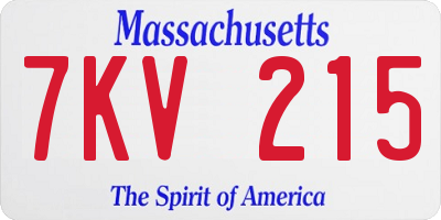 MA license plate 7KV215
