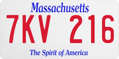 MA license plate 7KV216
