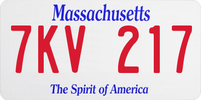 MA license plate 7KV217