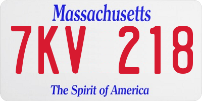 MA license plate 7KV218