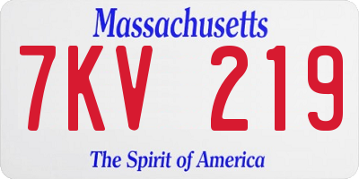 MA license plate 7KV219