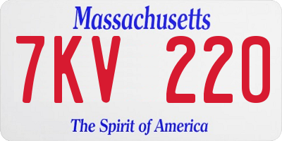 MA license plate 7KV220