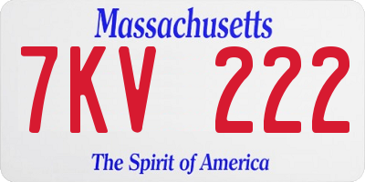 MA license plate 7KV222