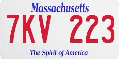 MA license plate 7KV223
