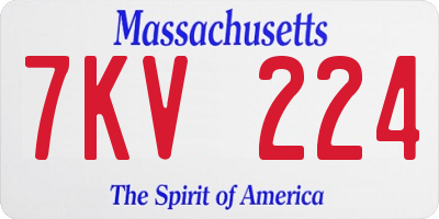 MA license plate 7KV224