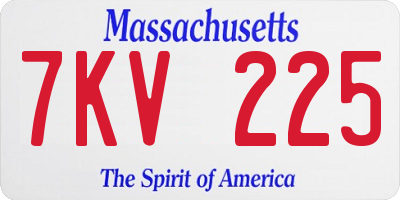 MA license plate 7KV225