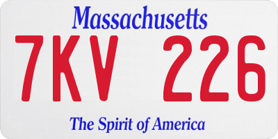 MA license plate 7KV226