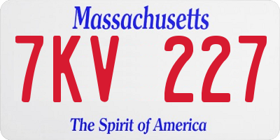 MA license plate 7KV227