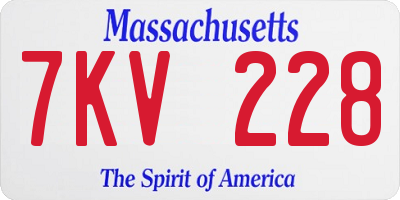 MA license plate 7KV228
