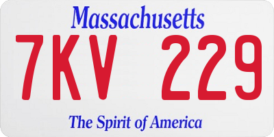 MA license plate 7KV229