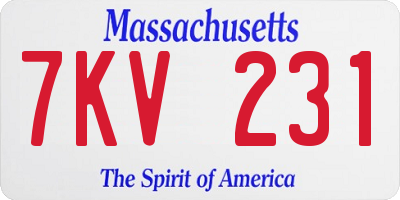 MA license plate 7KV231