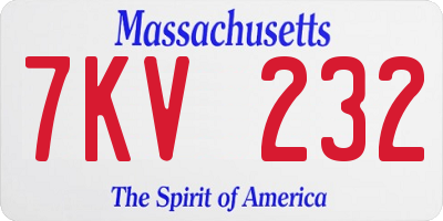 MA license plate 7KV232