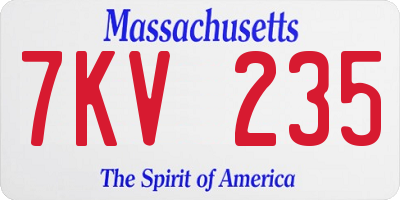 MA license plate 7KV235
