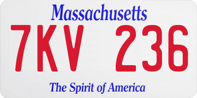 MA license plate 7KV236