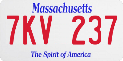 MA license plate 7KV237