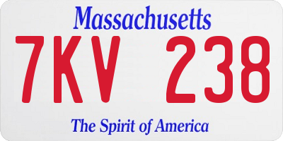 MA license plate 7KV238