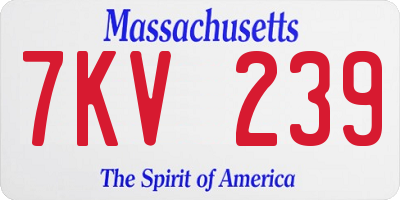 MA license plate 7KV239